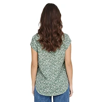Roundneck Ditsy-Floral Blouse