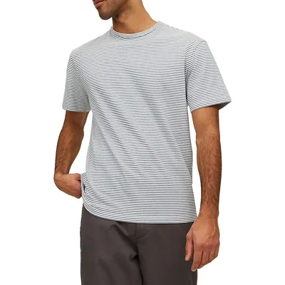 T-shirt décontracté rayé en coton et lin