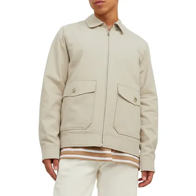 Sean Cotton-Linen Zip-Front Jacket