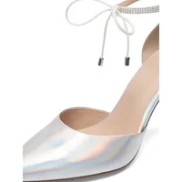 Biachic Ankle-Strap Iridescent Leather Pumps