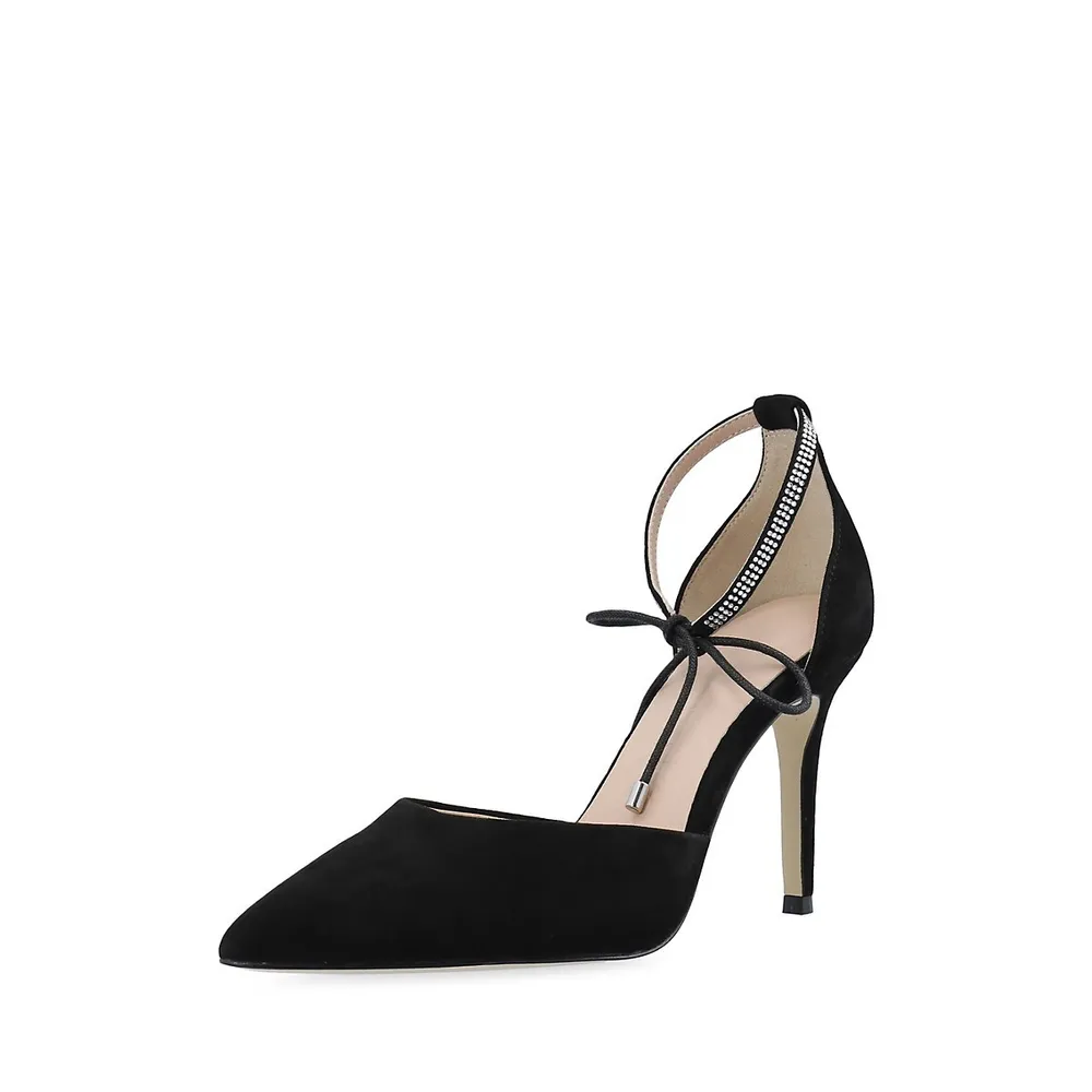 Biachic Ankle-Strap Suede Pumps
