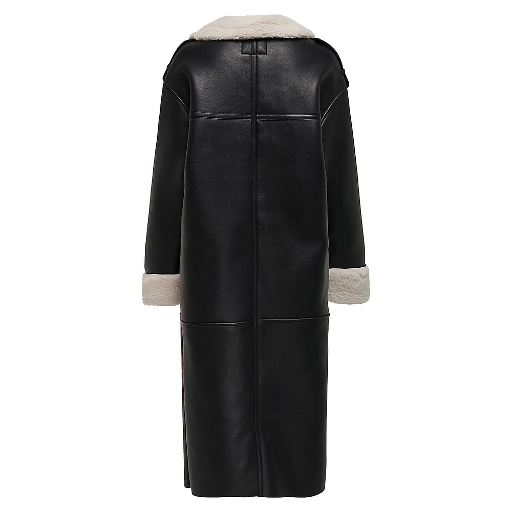 Manteau long en similicuir avec doublure similirason