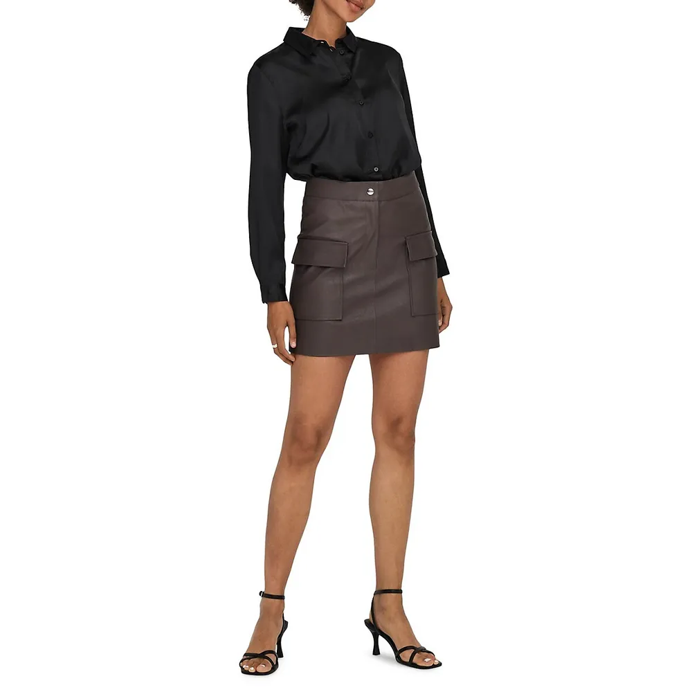 Vera Faux Leather Cargo Mini Skirt