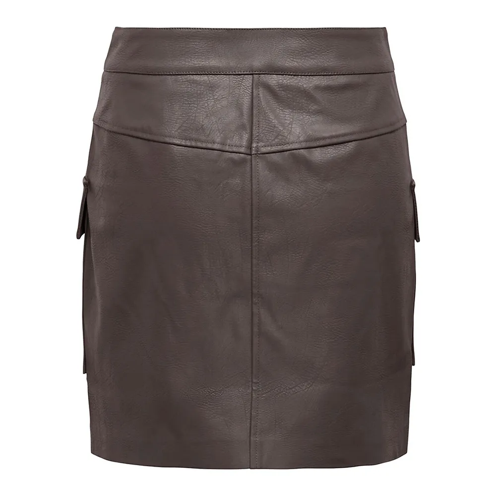 Vera Faux Leather Cargo Mini Skirt