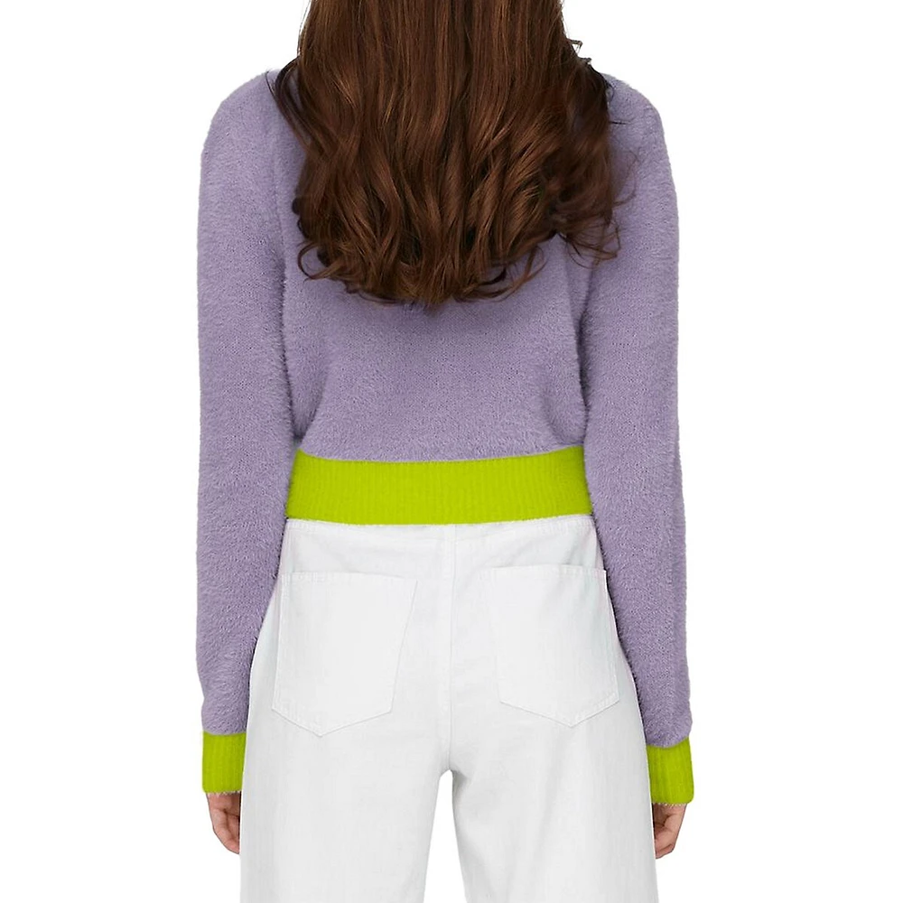 Piumo Colourblocked Fuzzy Cropped Sweater