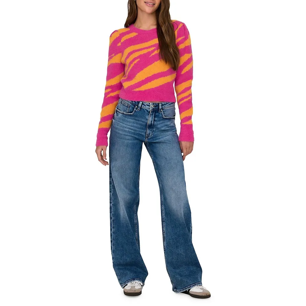 Lella Colorblocked Soft Fuzzy Sweater