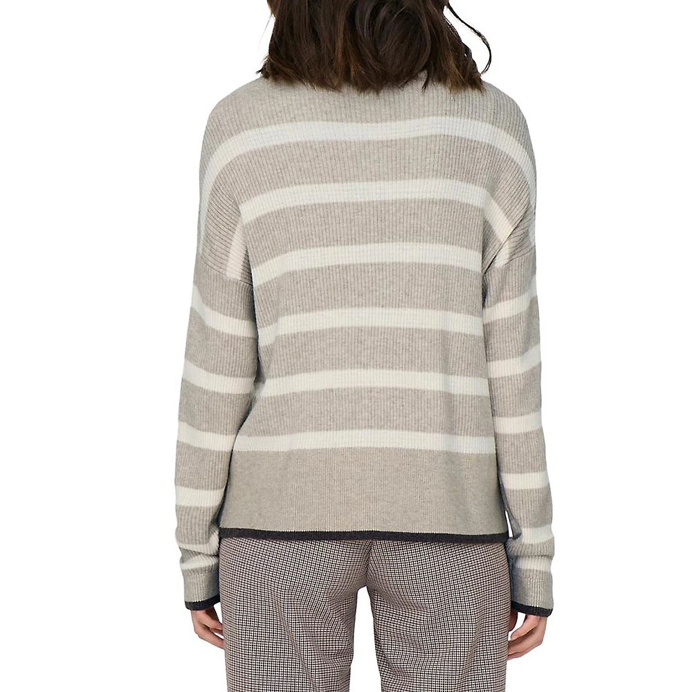 Ibi Striped High-Collar Sweater