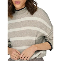 Ibi Striped High-Collar Sweater
