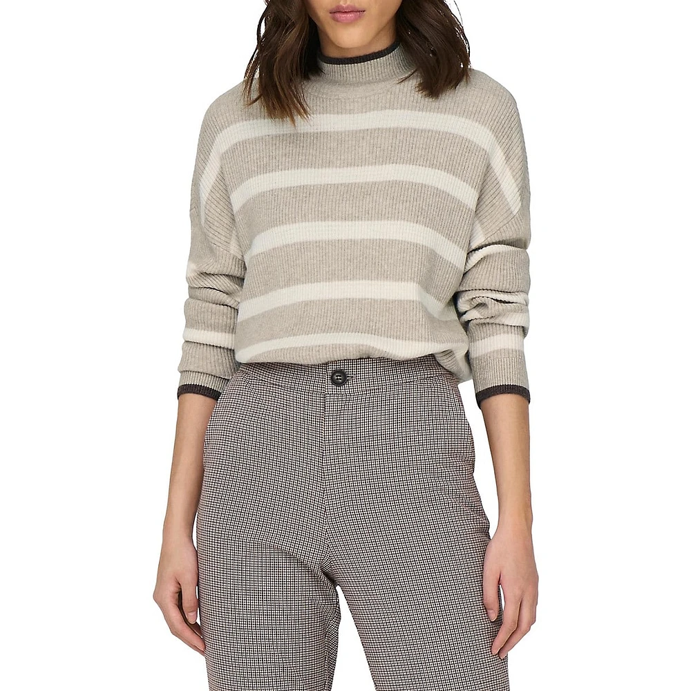 Ibi Striped High-Collar Sweater