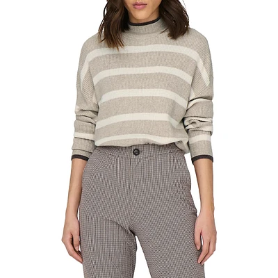 Ibi Striped High-Collar Sweater