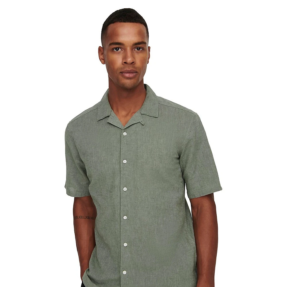 Caiden Slim-Fit Striped Linen Camp Shirt