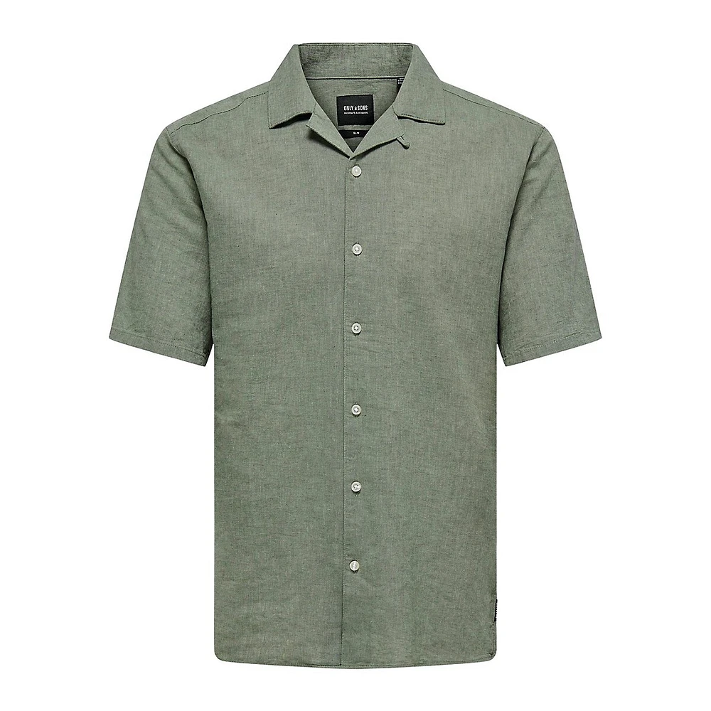 Caiden Slim-Fit Striped Linen Camp Shirt