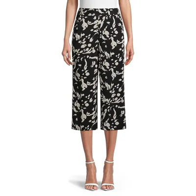 Easy High-Waisted Printed Viscose Culottes