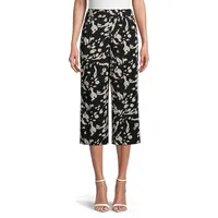 Easy High-Waisted Printed Viscose Culottes