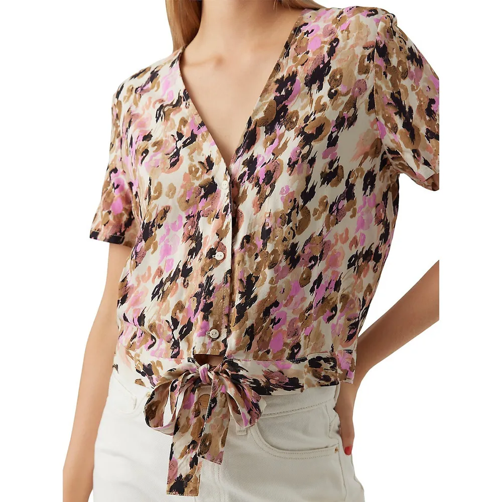 V-Neck Tie-Waist Top
