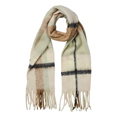 Bea Plaid Tassel-Trim Long Scarf
