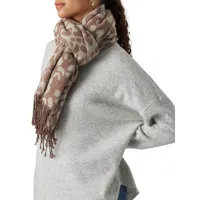 Hanah Animal-Print Fringed Scarf