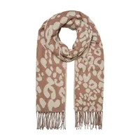 Hanah Animal-Print Fringed Scarf