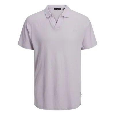 Johnny-Collar Cotton & Linen Polo Shirt