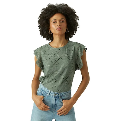 Tassa Eyelet Overlay Top