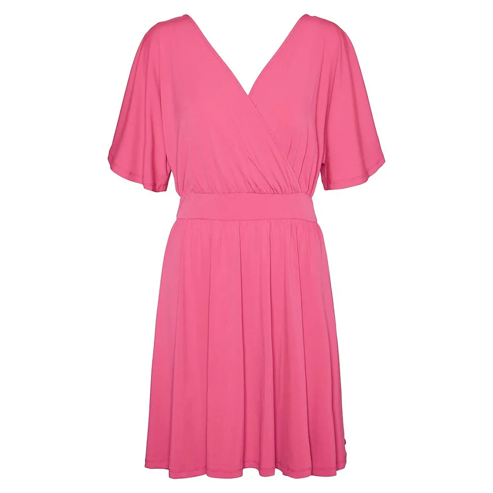 Hali Flare-Sleeve Wrap-Style Dress