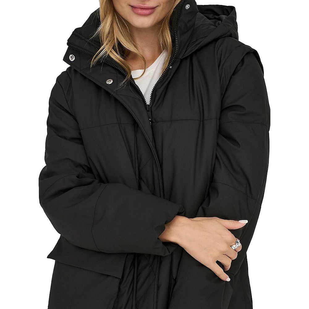 Sally Long Puffer Coat With Removable Sleeves