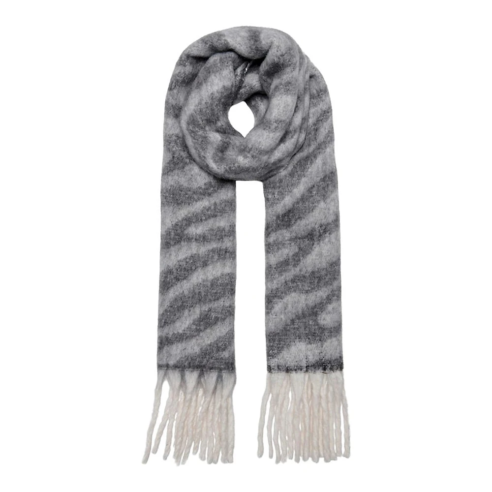 Kristina Life Zebra-Print Brushed Scarf