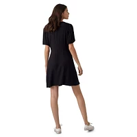 Alba Puff-Sleeve Pebble-Print Dress