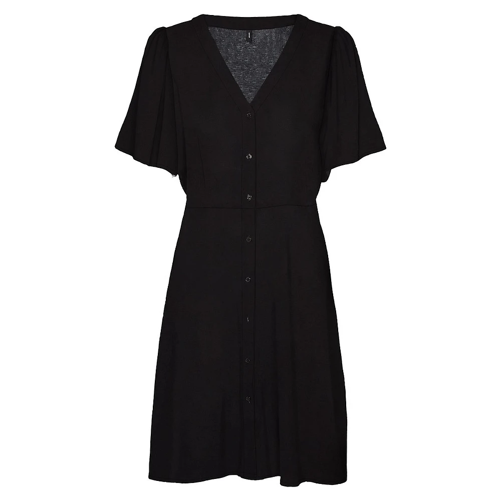 Alba Puff-Sleeve Pebble-Print Dress