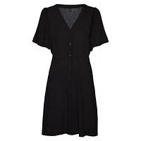 Alba Puff-Sleeve Pebble-Print Dress