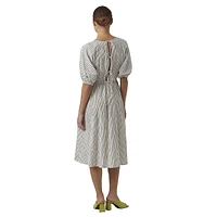 Fama Striped Organic Cotton Open-Back Midi Dress