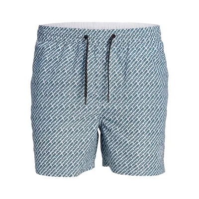 Fiji Printed Drawstring-Waist Swim Shorts