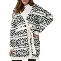 Jacquard Belted Cardigan