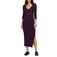 V-Neck Midi Knitted Dress