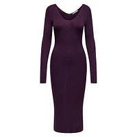 V-Neck Midi Knitted Dress