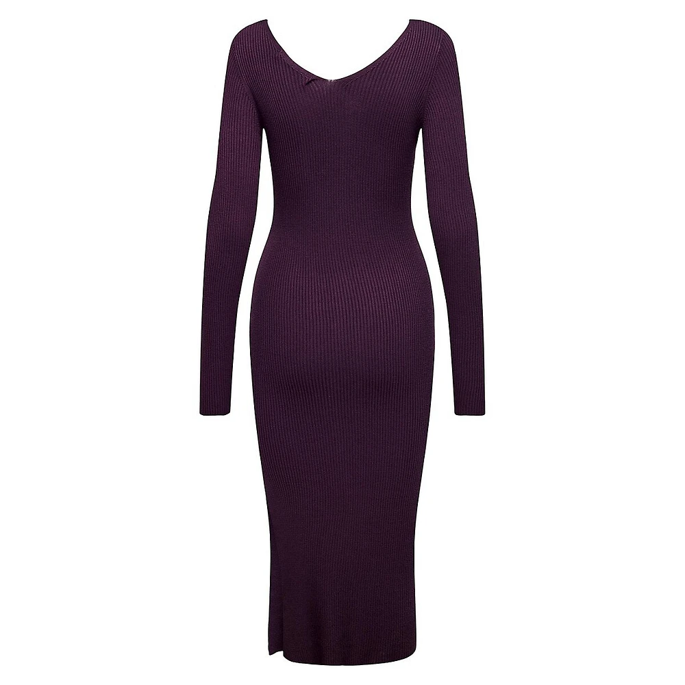 Robe midi en tricot à encolure V