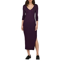 V-Neck Midi Knitted Dress