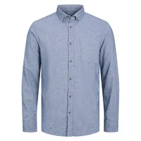 Classic Melange Slim-Fit Button-Down Shirt