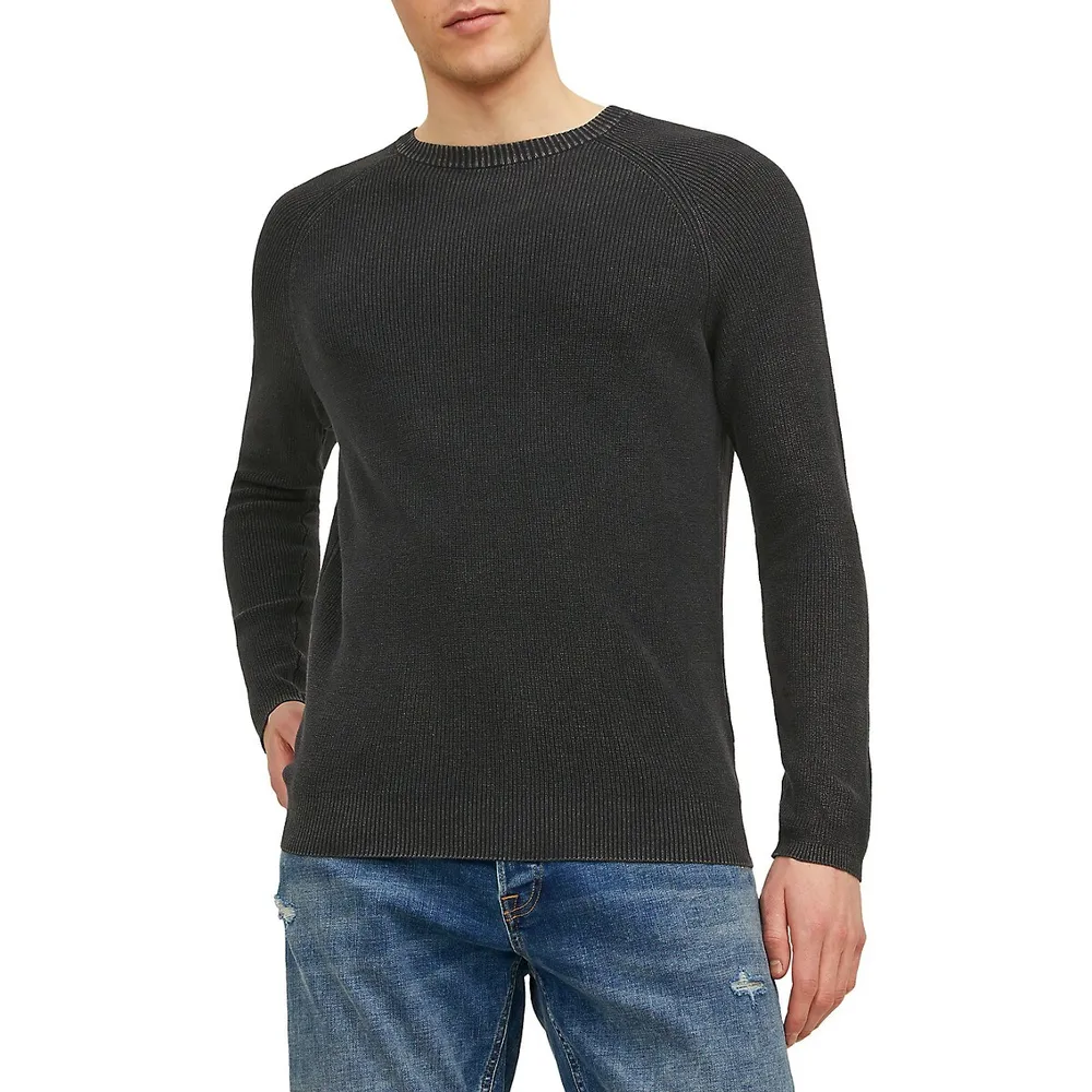 Matt Textured Crewneck Raglan Sweater