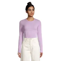 Jenny Bustier Ribbed Long-Sleeve Top