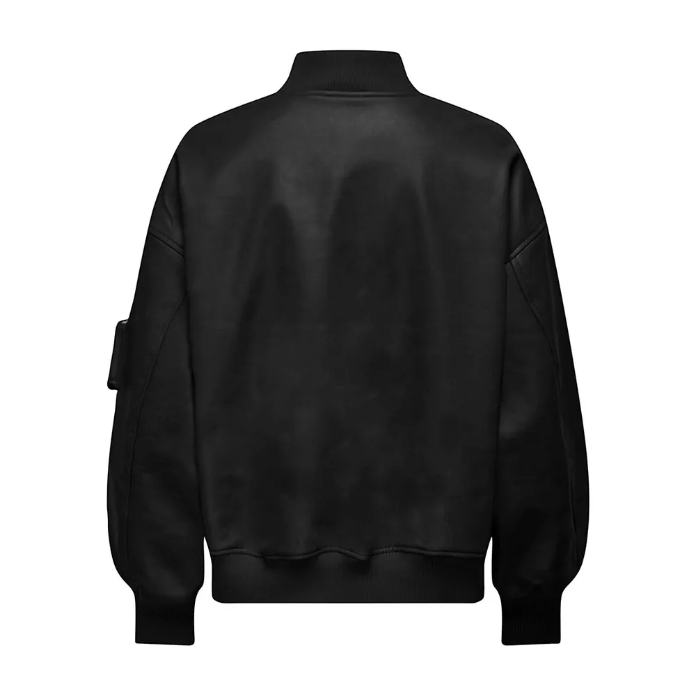 Claire Faux Leather Bomber Jacket