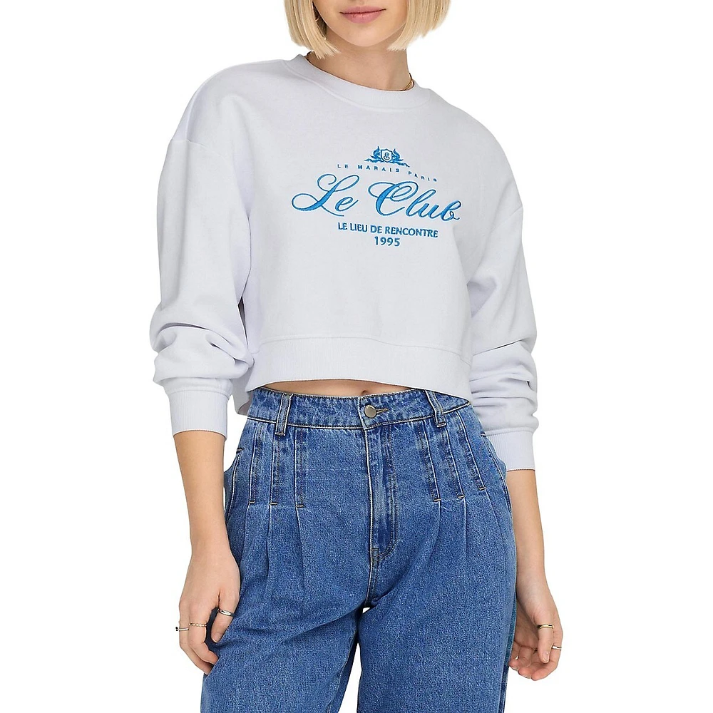 Yrsa Cropped Embroidery Sweatshirt