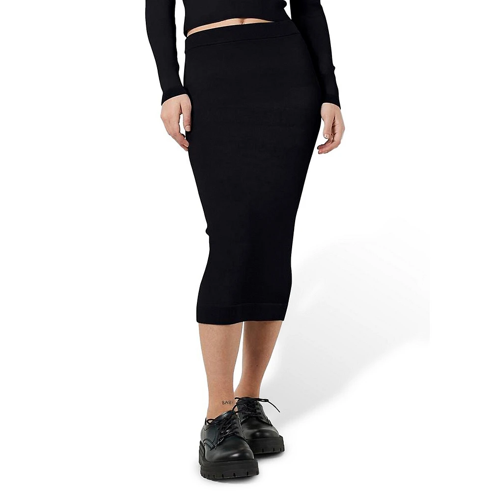 Jaz High-Waisted Midi Knit Skirt