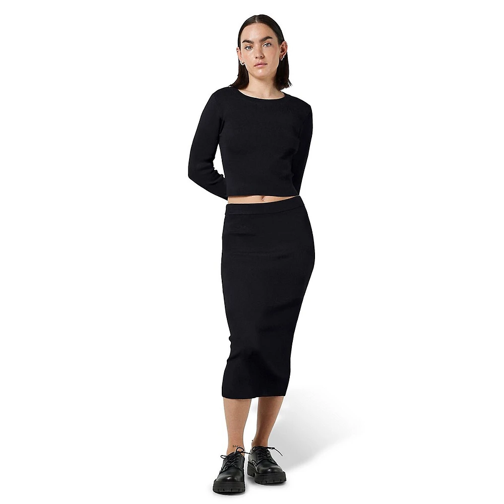 Jaz High-Waisted Midi Knit Skirt