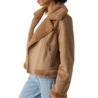 Peggy Faux Suede and Shearling Moto Jacket