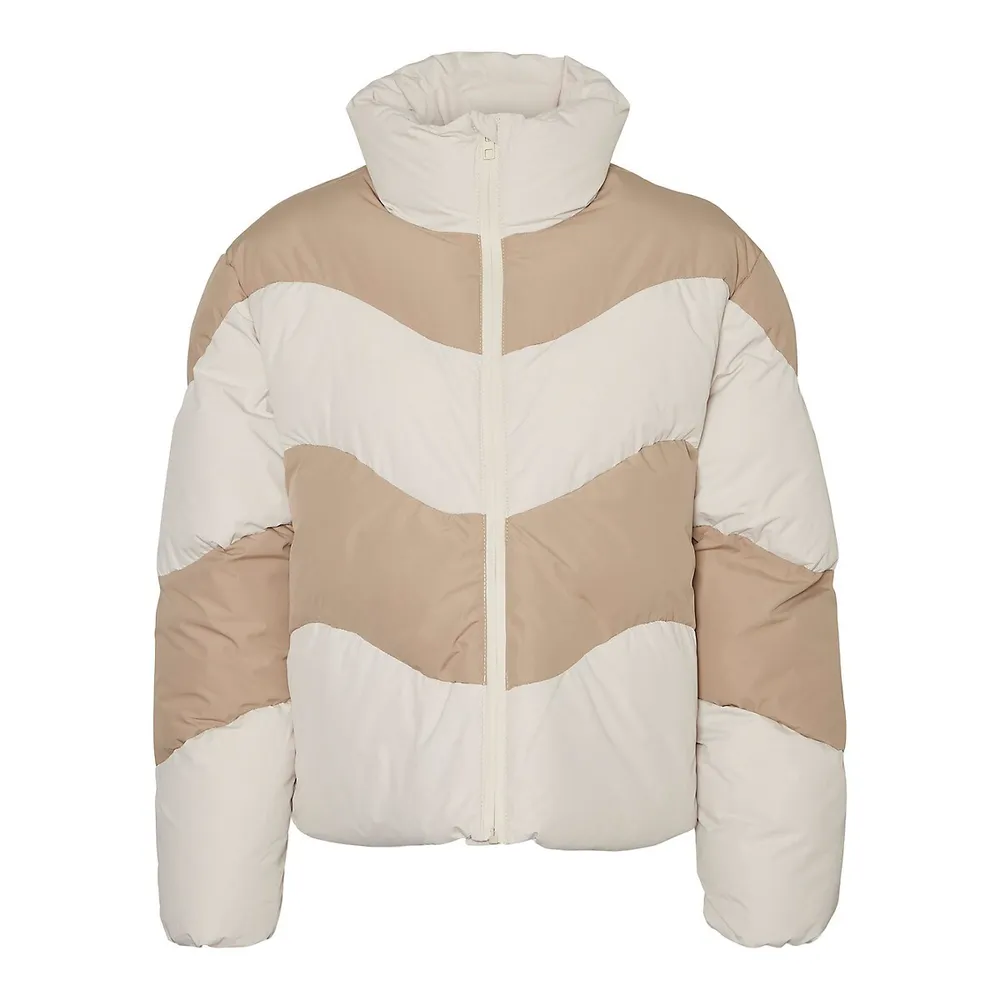 Wave-Quilted Puffer Jacket