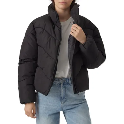 Wave-Quilted Padded Jacket