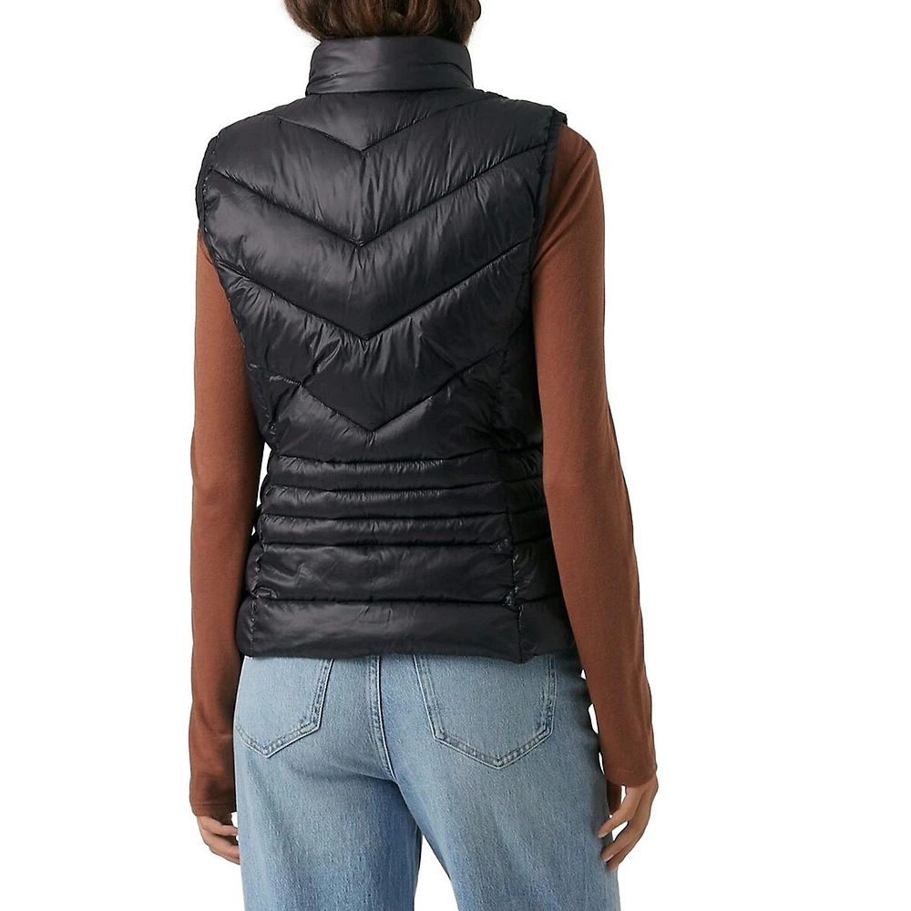 Chevron-Quilted Puffer Vest