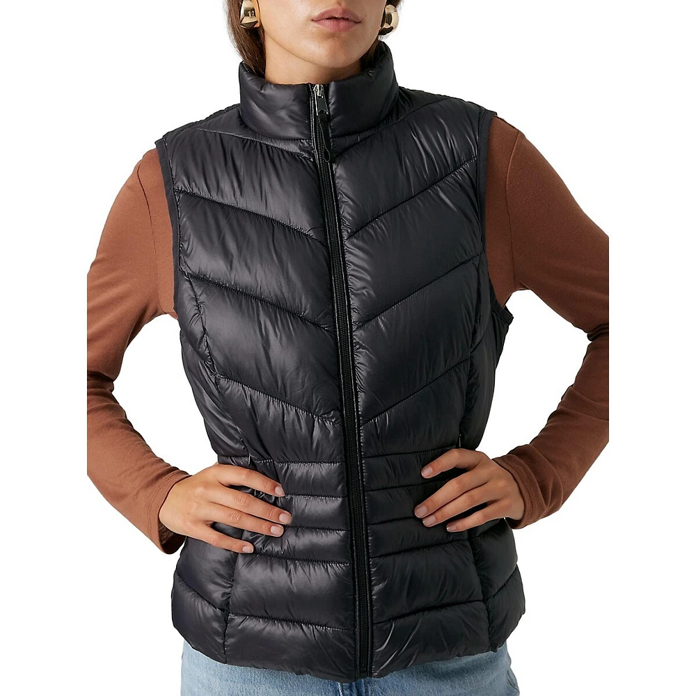 Chevron-Quilted Puffer Vest