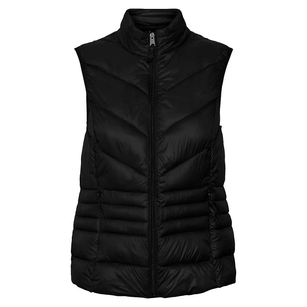 Chevron-Quilted Puffer Vest